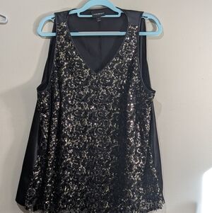 Lane Bryant Women's Size 18 Black With Gold Glitter Sleeveless Top
